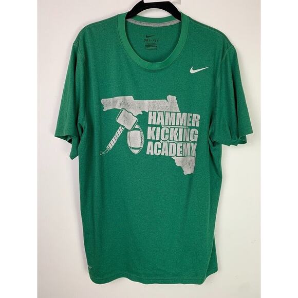 Nike Green Hammer Kicking Academy Dri-Fit T-Shirt Mens Size L - Picture 1 of 5